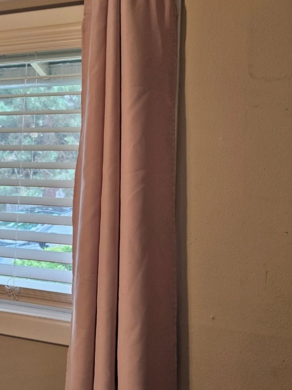 Neutral Blush Grommet Top Window Curtains & Curtain Rod